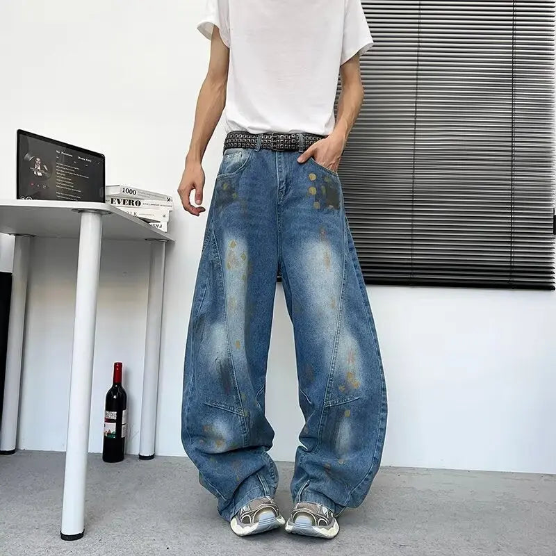 Old graffiti curved knife jeans for men in summer Markonline