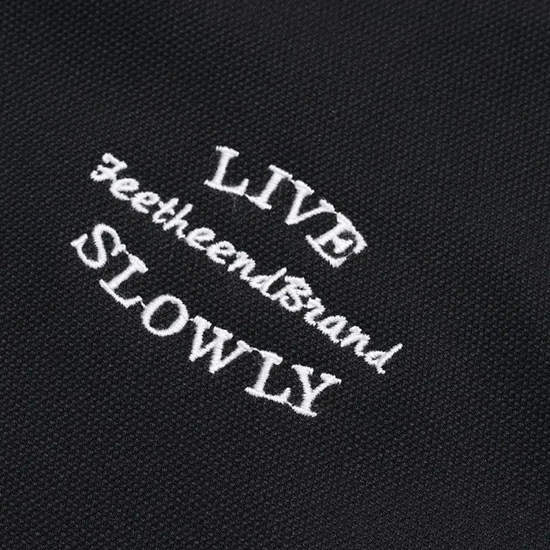 Simple letter embroidered polo shirt men's lapel short sleeved shirt Markonline