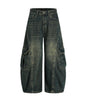 Blue Workwear Tapered Jeans for Men and Women with Multiple Pockets Loose Washed Banana Wide-Leg Long Pants Markonline