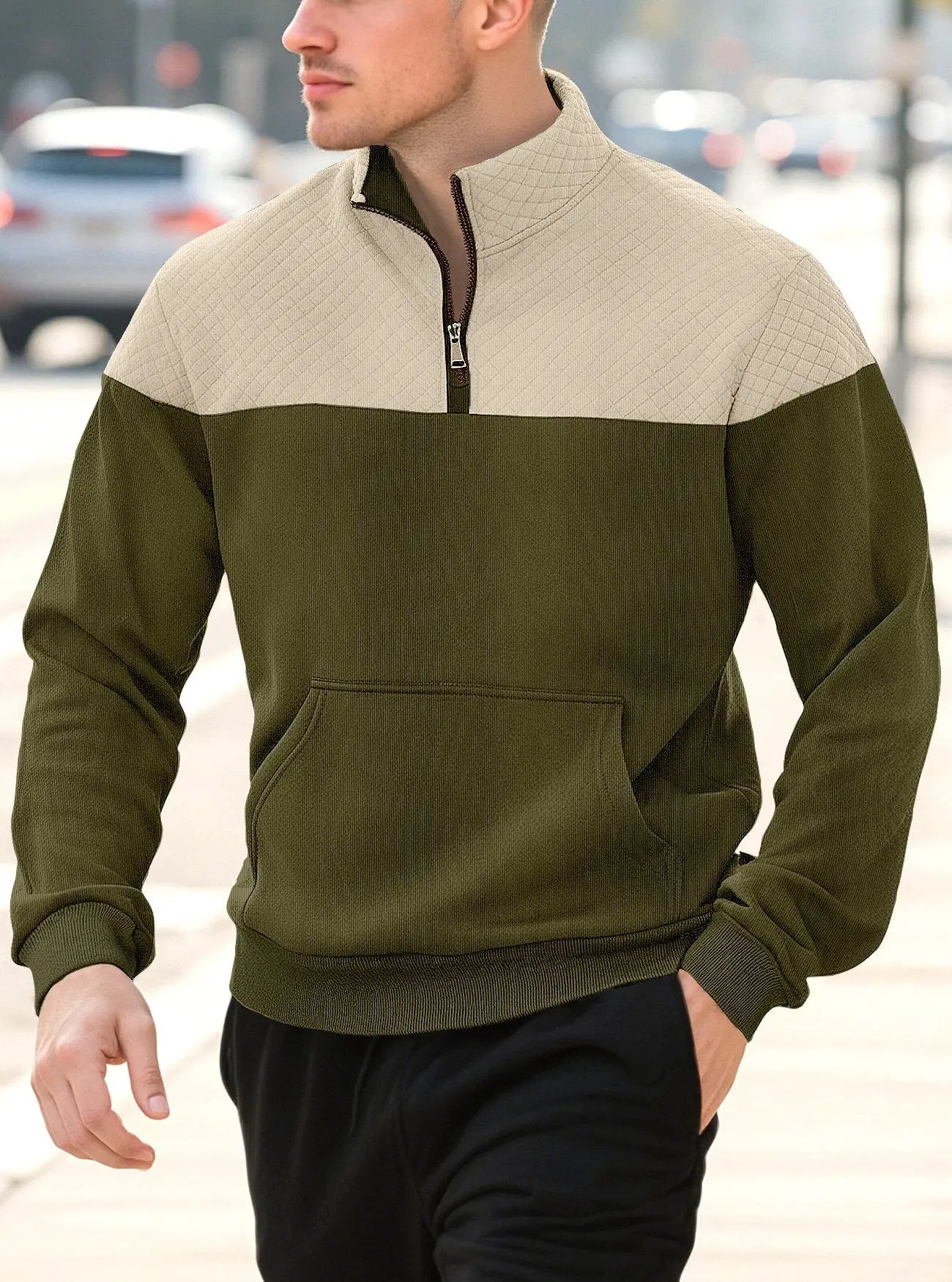 Zipper long sleeved polo shirt for men Markonline