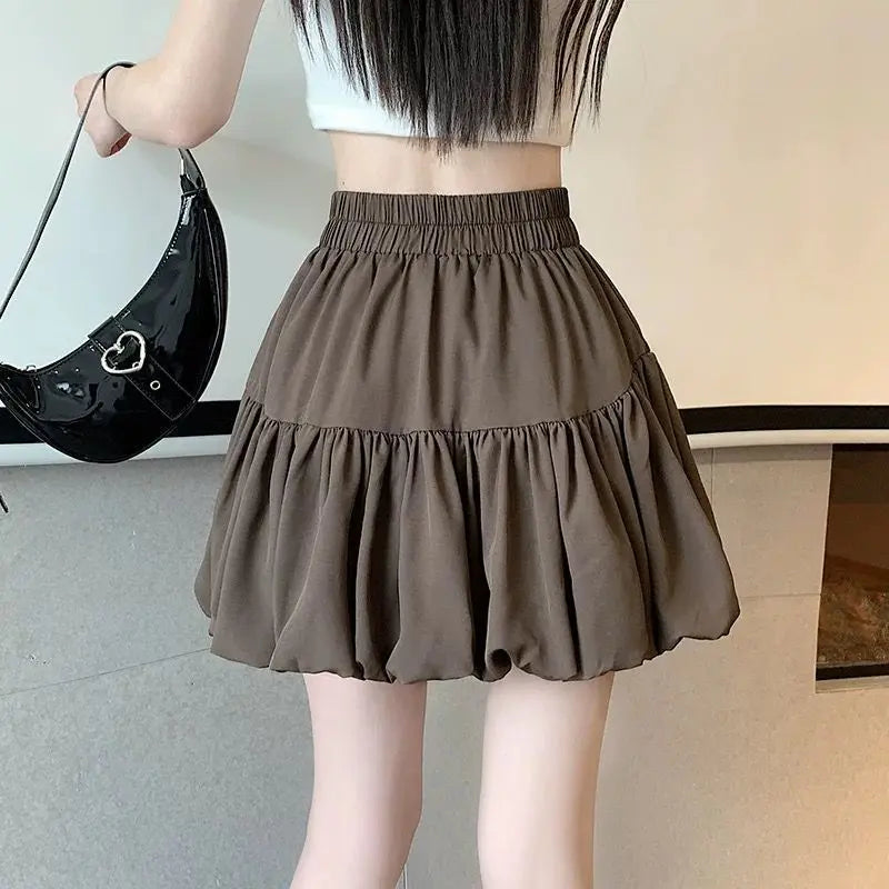 Elastic Waist Bubble Skirt Women Sweet  Slimming A-line Short Skirt Markonline