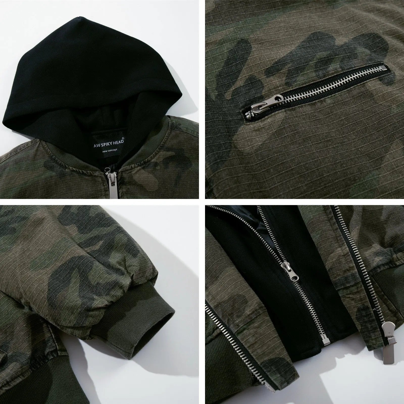 Street Camouflage Faux Two-Piece Hooded Thickened Cotton Coat for Men Winter Loose Casual Design Fashion Brand Jacket Markonline