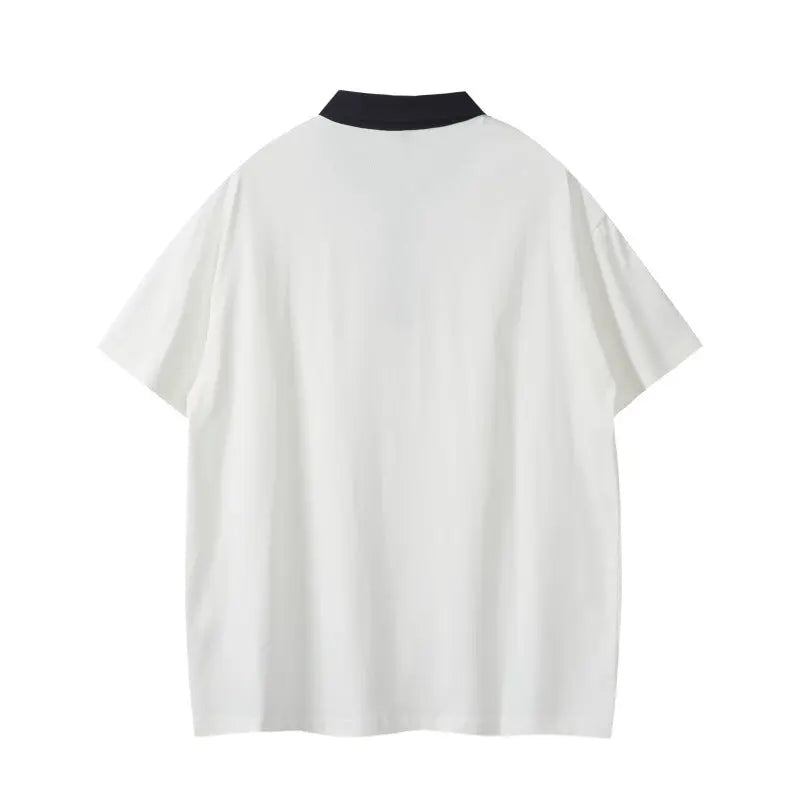 Pocket decoration contrasting collar polo shirt men's short sleeved shirt