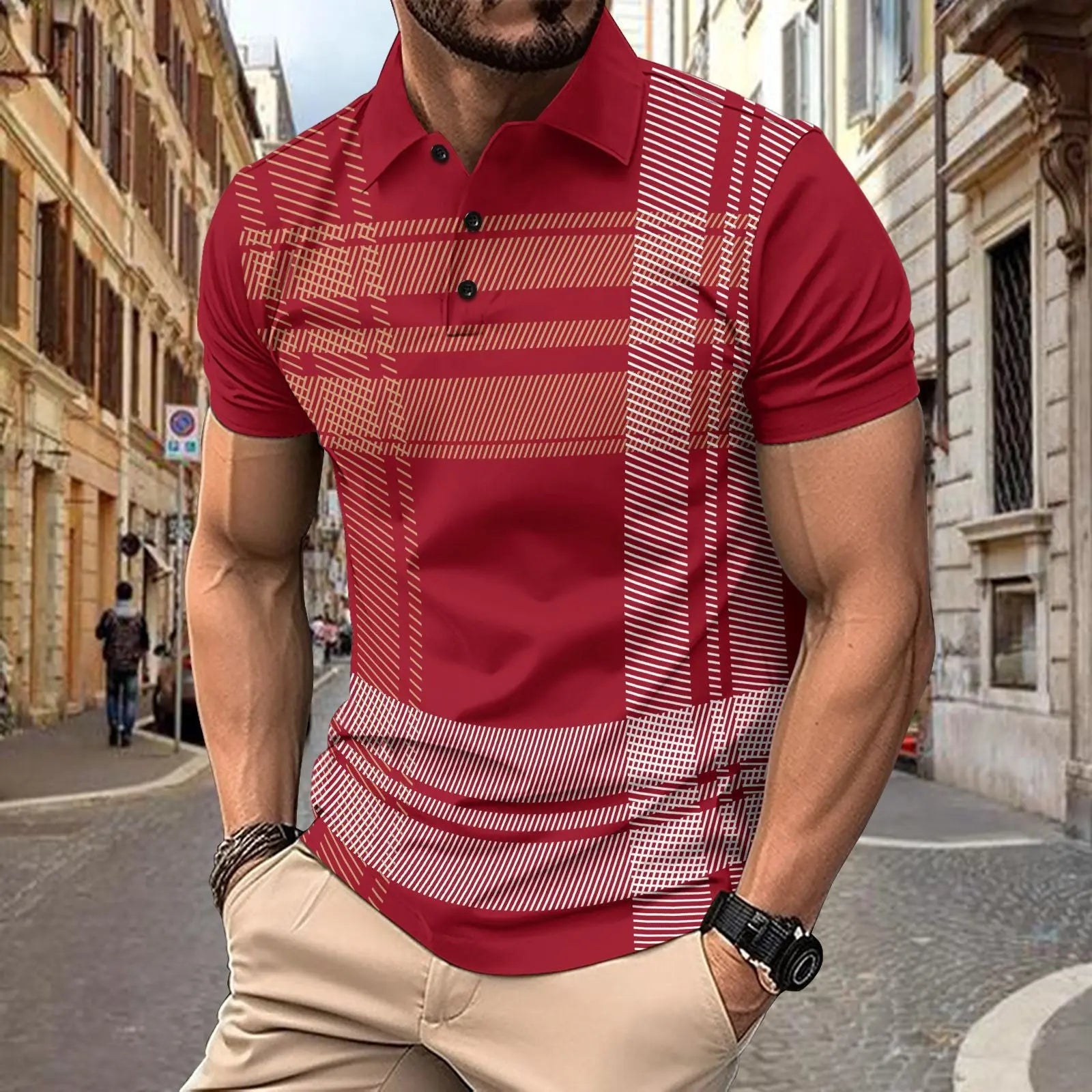 POLO printed striped men's sports polo shirt Markonline