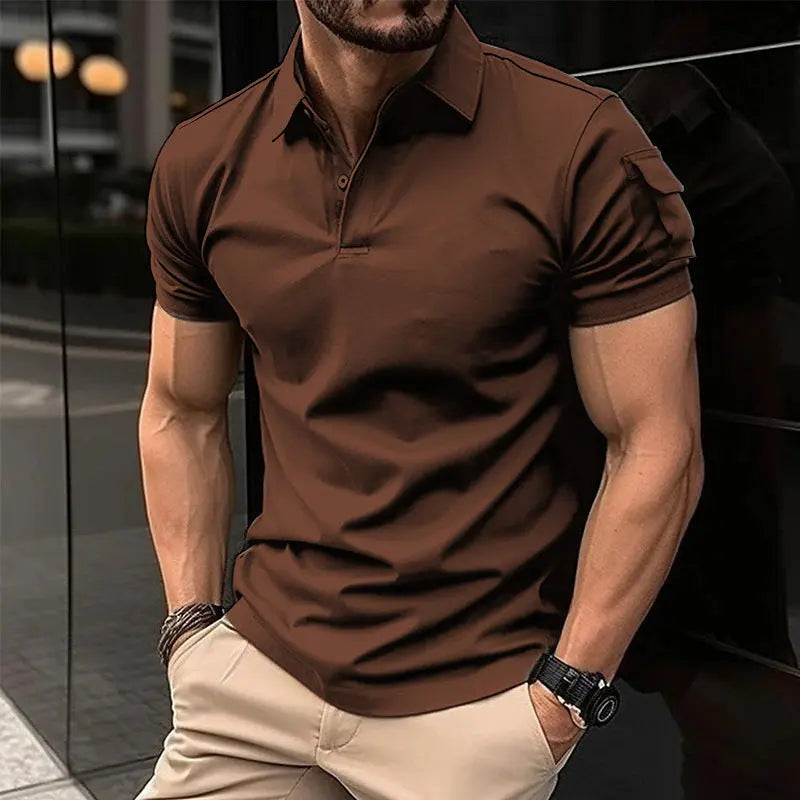 Polo shirt with collar buttons arm pockets sports polo shirt Markonline