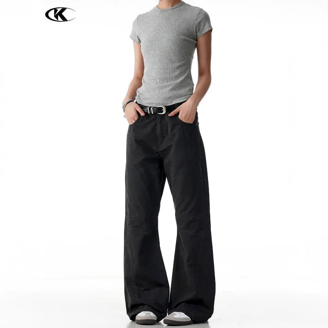 Carbon Grey Flared Denim Pants for Men and Women