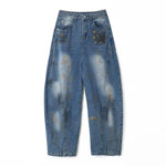 Old graffiti curved knife jeans for men in summer Markonline