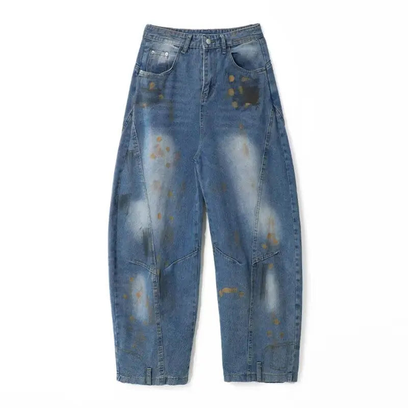 Old graffiti curved knife jeans for men in summer Markonline