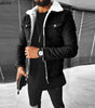 Autumn Winter Men's Imitation Lamb Fleece Thickened Warm Denim Coats Plush Lapel Button Long Sleeve Denim Jackets for Men Markonline