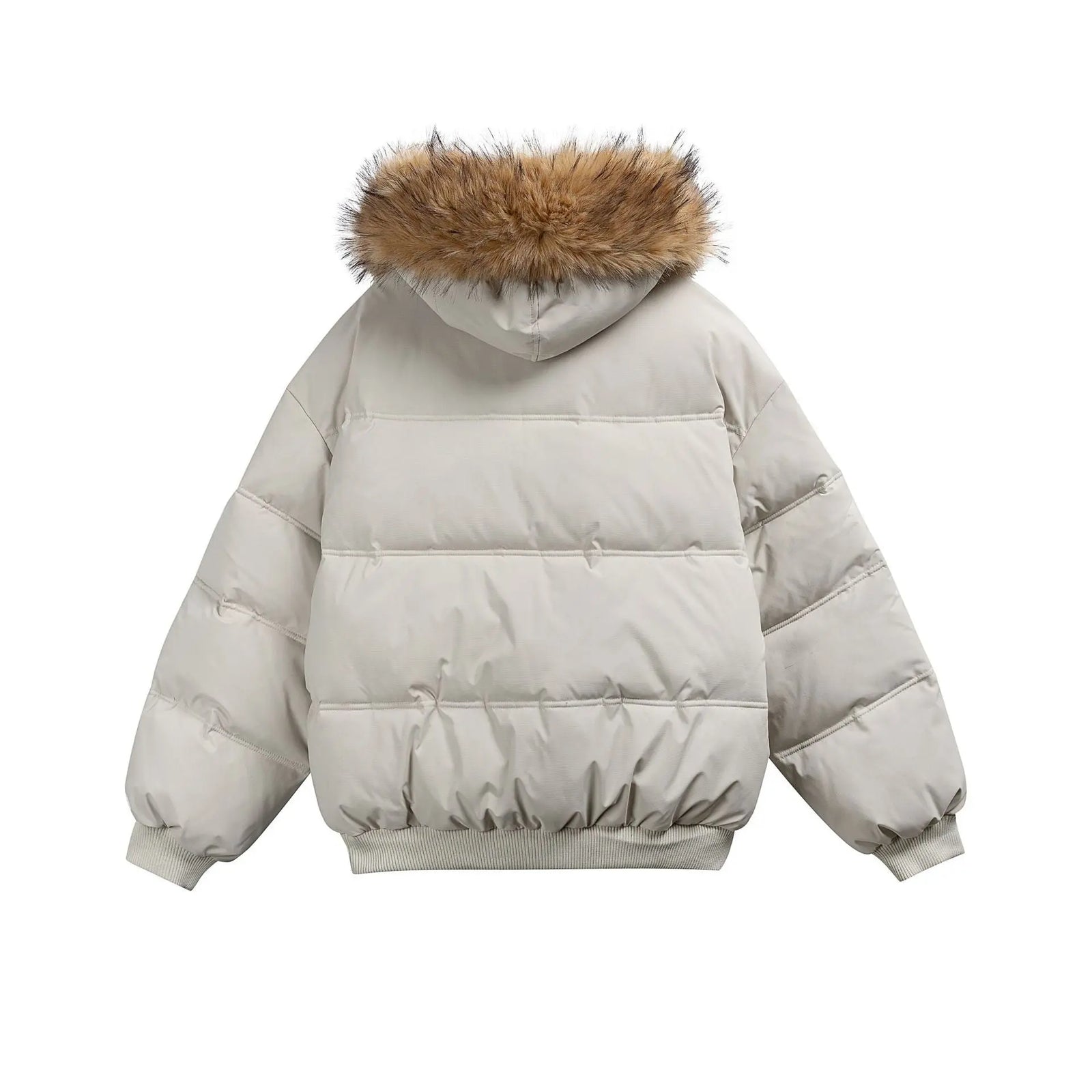 Parka Coat with Hood and Fur Collar Thickened Warm Winter Jacket for Men and Women