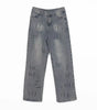 Washed and distressed splashed ink denim jeans for men Markonline