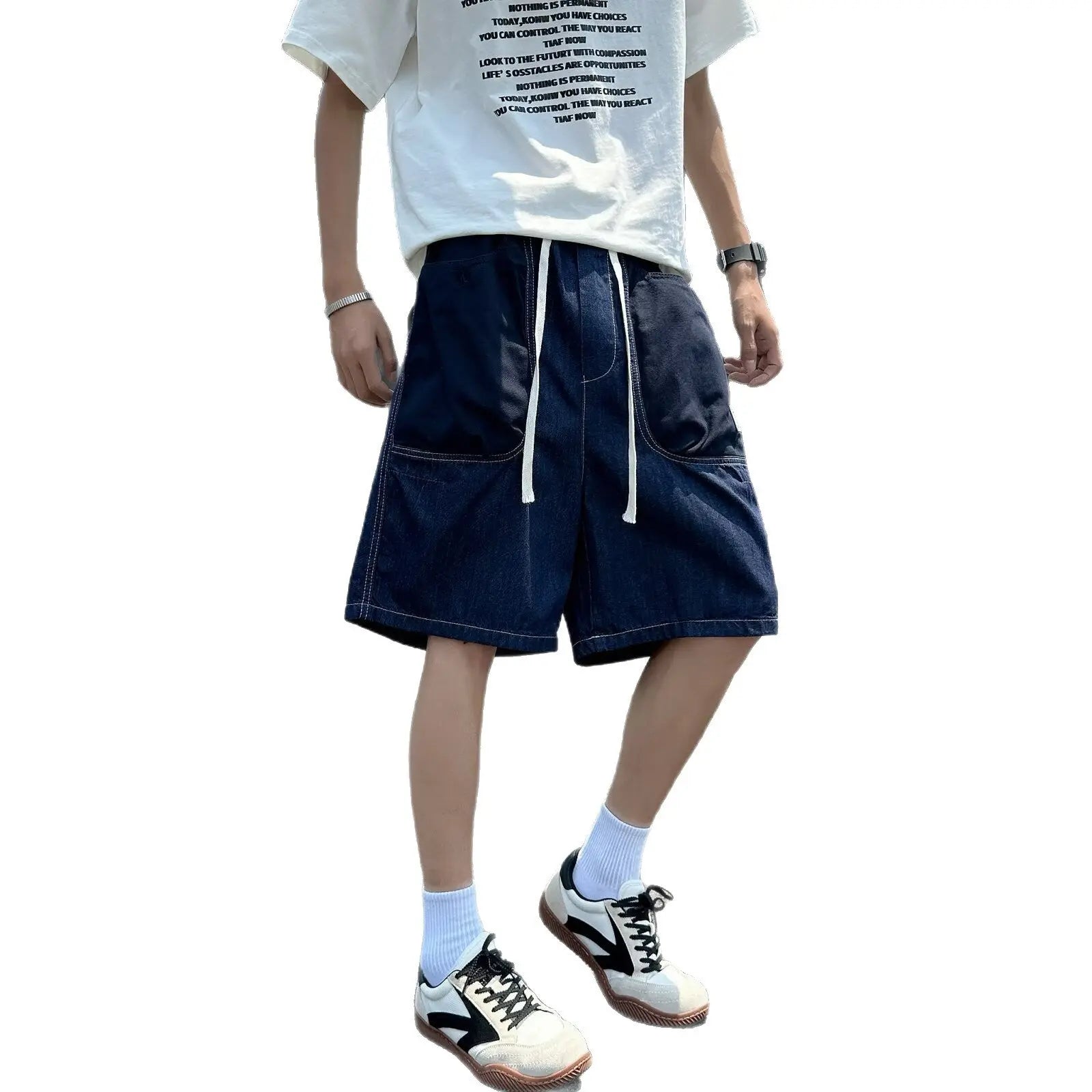 Retro large pocket workwear denim shorts for men Markonline