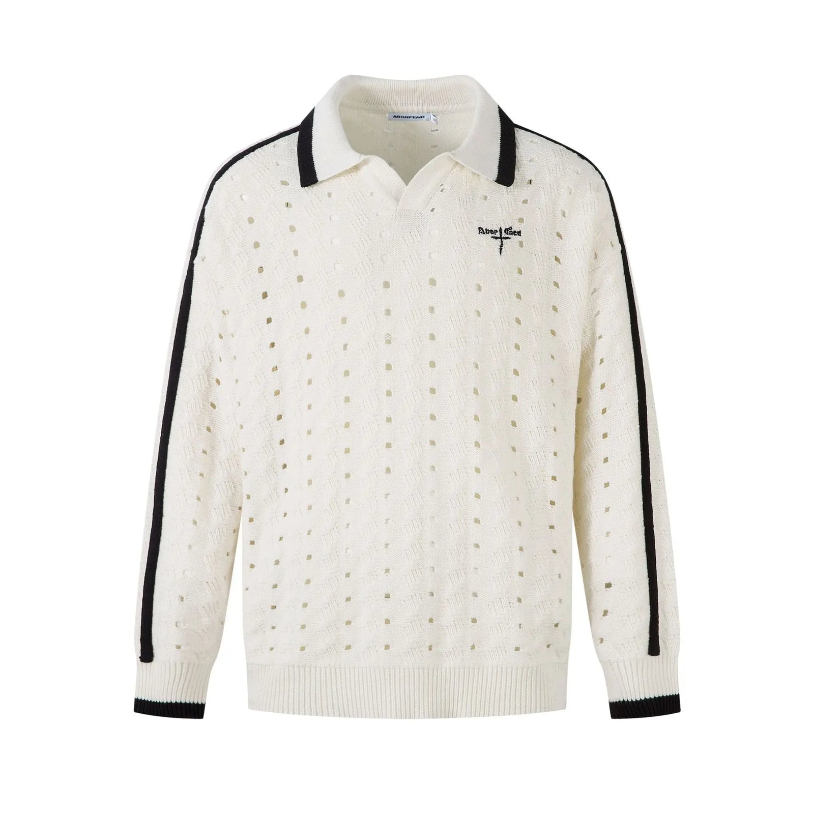 Collar sweater with striped base