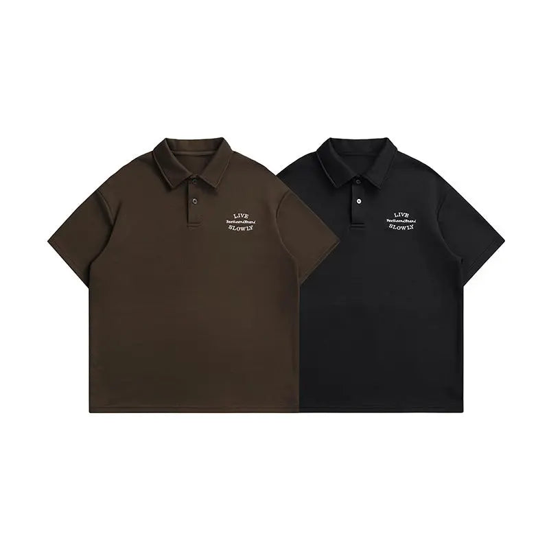 Simple letter embroidered polo shirt men's lapel short sleeved shirt Markonline