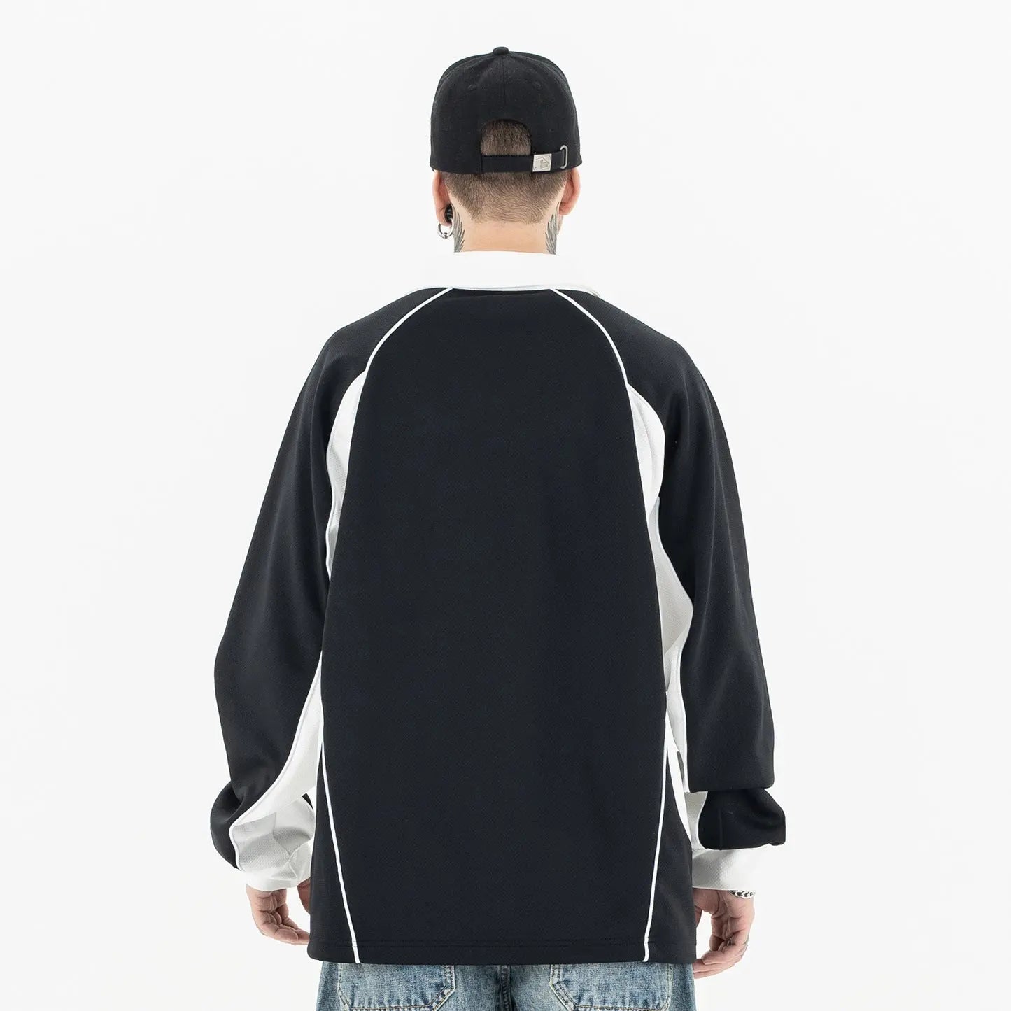 Men's Casual Sports Long Sleeve Sweatshirt Loose Trendy Polo Shirt Markonline