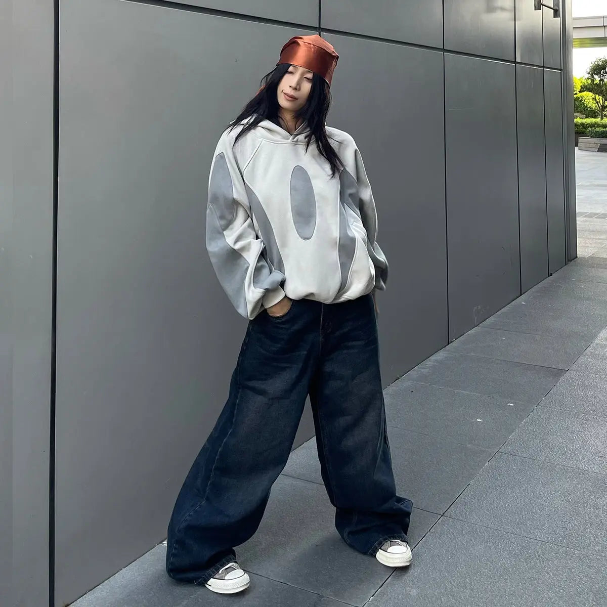 Splicing shaped hooded sweatshirt Markonline