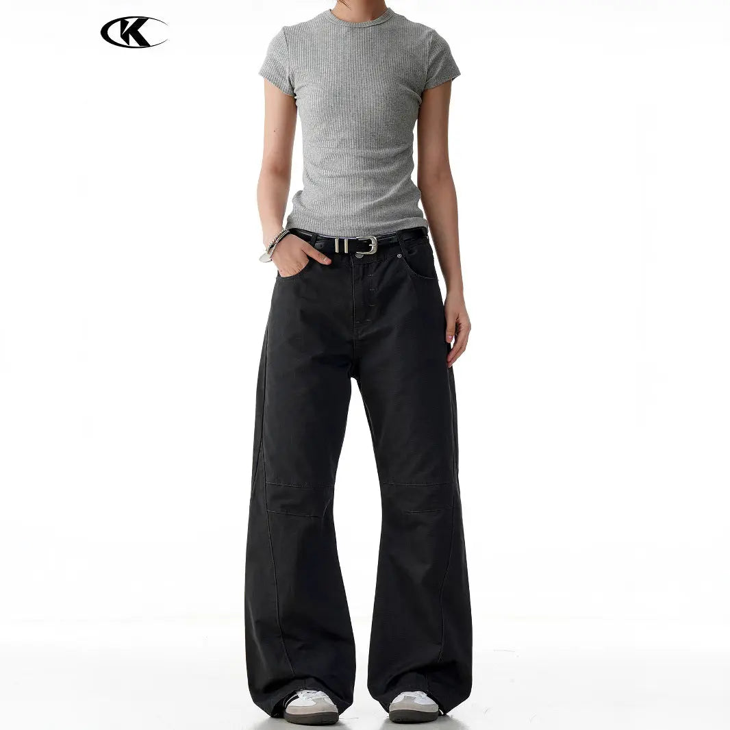 Carbon Grey Flared Denim Pants for Men and Women