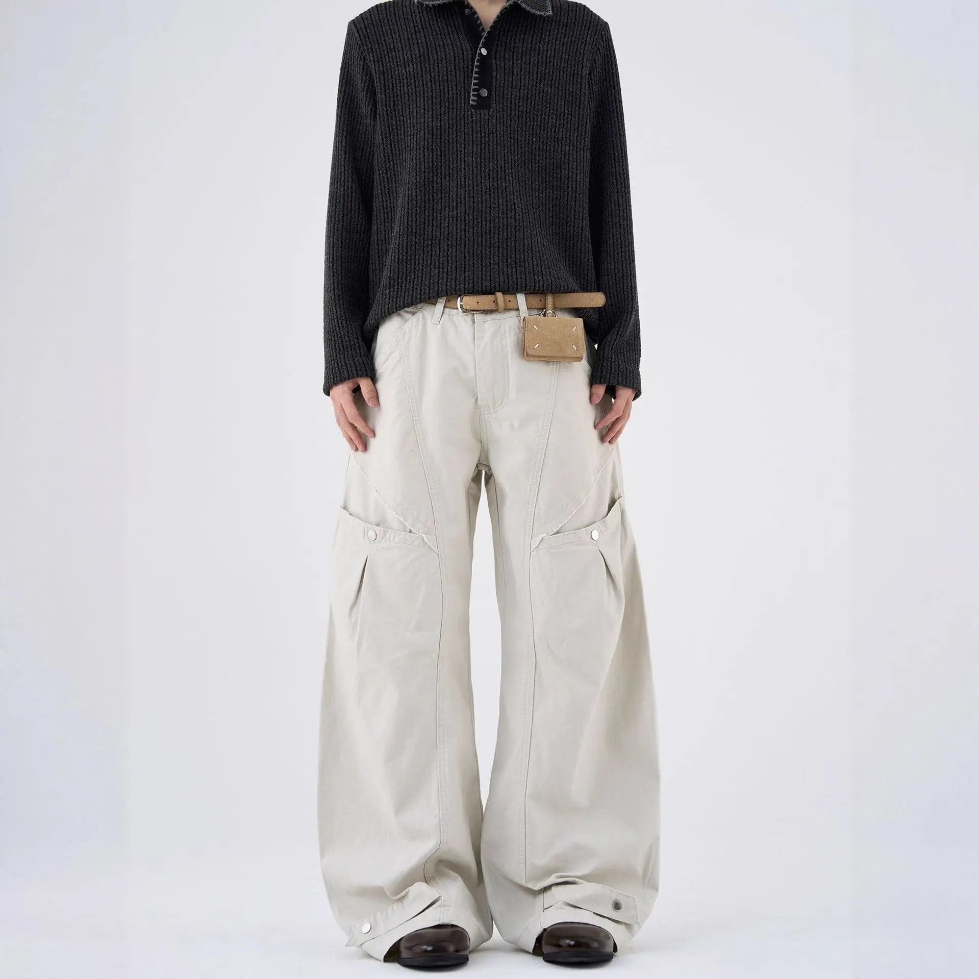 Deconstructed Style Workwear Knife-Edge Denim Pants for Men and Women, Fashionable Vintage Loose Straight-Leg Casual Trousers Markonline