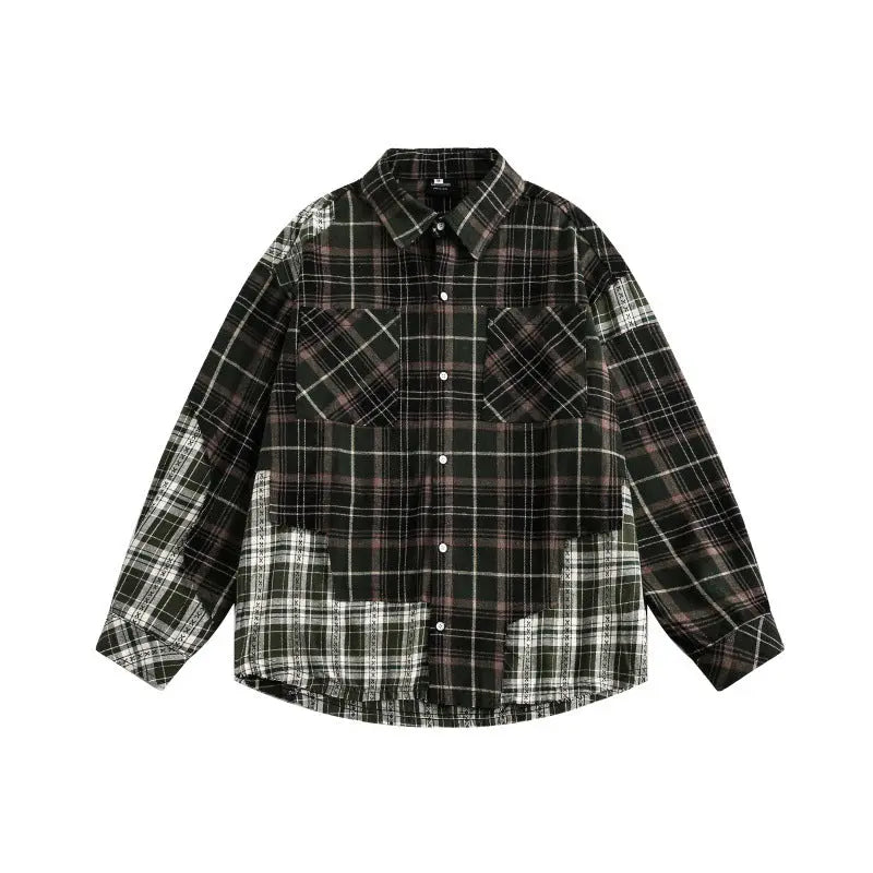 Splicing plaid shirt for men