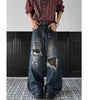 Retro patch distressed camouflage jeans for men and women Markonline