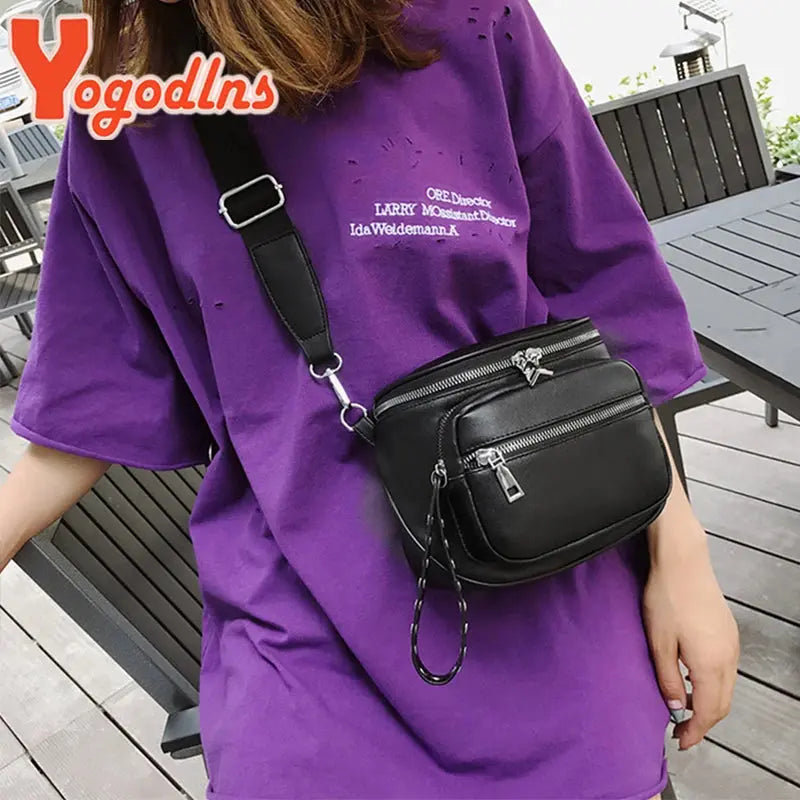 Yogodlns Fashion Shoulder Bag For Women PU Leather Bucket Bag Casual Small Round Shoulder Bags Brand Designer Lady Crossbody Bag