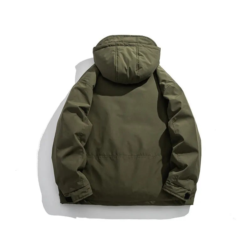 Outdoor Hooded Down Jacket for Men Loose and Warm Coat