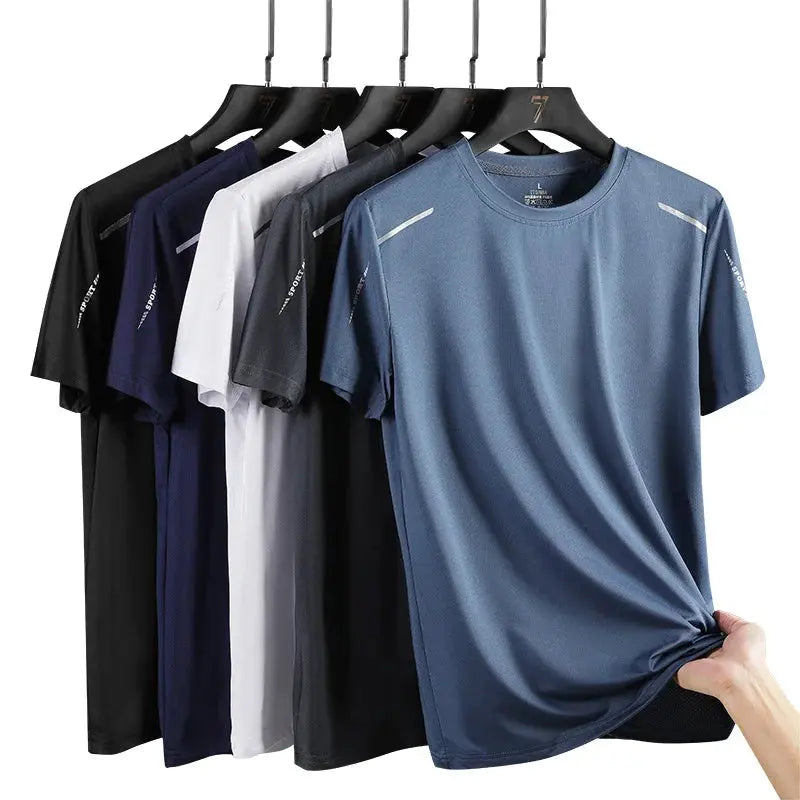CHRLCK Men's Running Quick Drying T-shirts Breathable Hiking Fishing Tees Soft Elasticity Outdoor Sports Short Shirt Summer Markonline