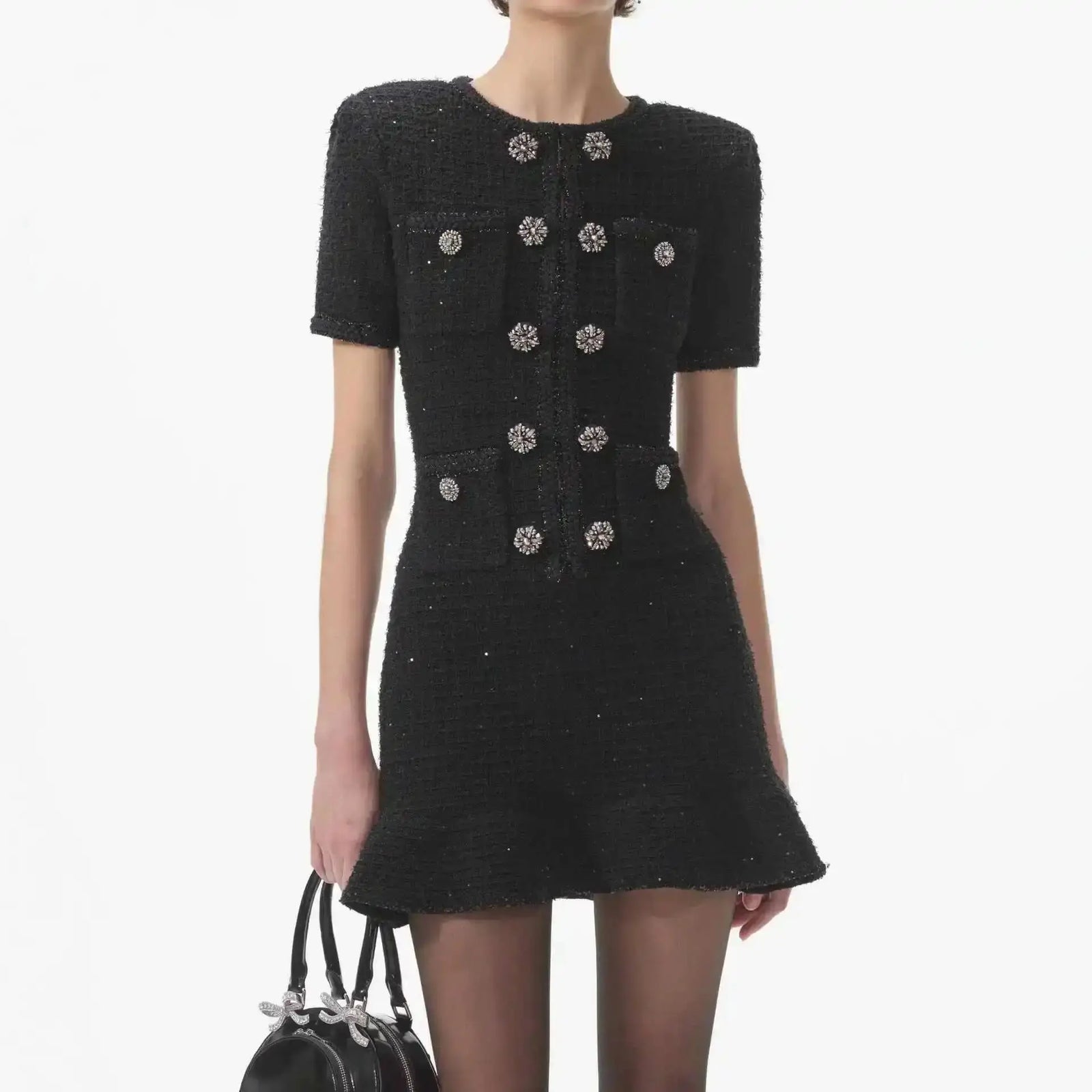 Autumn Bead Knit Dress - Luxury Short Sweater