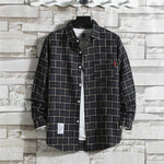 Spring New Korean Style Plaid Shirts Men's Handsome Long-sleeved Loose Casual All-matching Shirt Coats 2025 Trend Men's Clothing Markonline