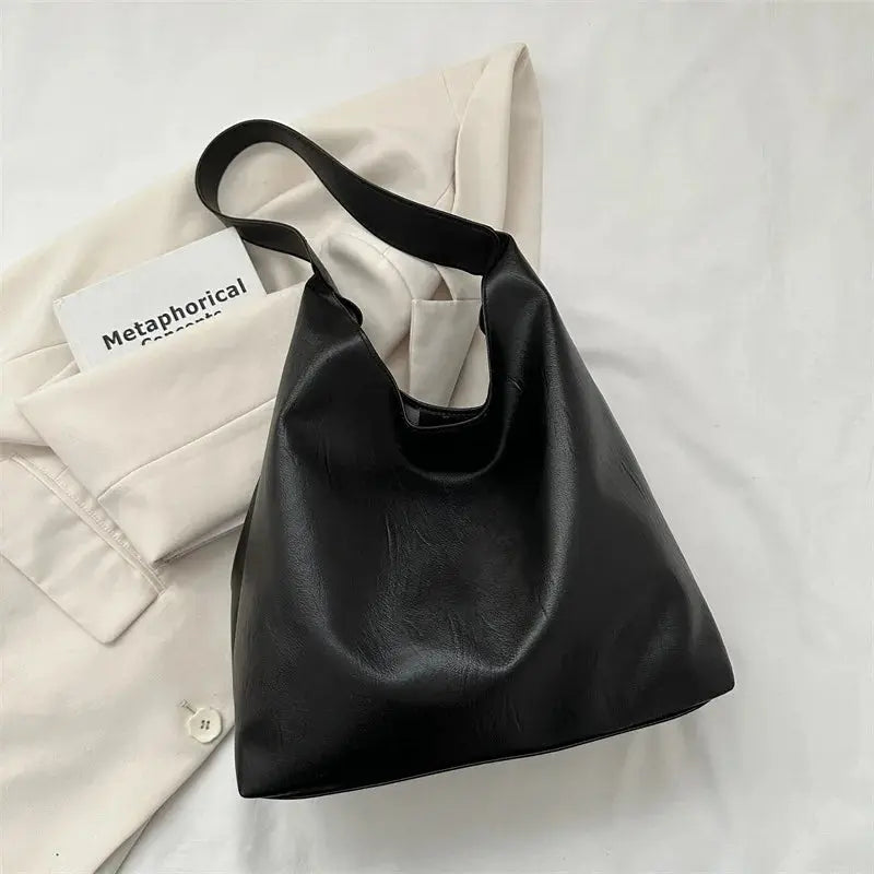 Women's Tote Bucket Handbag 2023 New Trend Women's Soft Leather Shoulder Bag Women's Simple Large Handbag