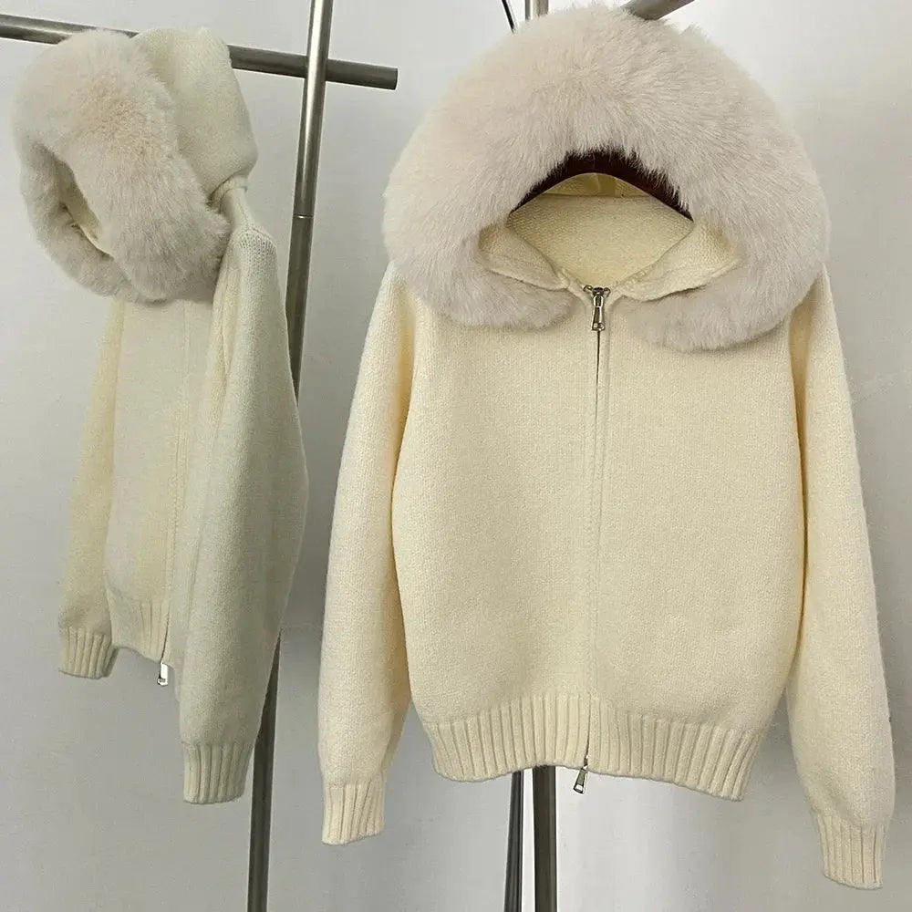 Oversized Faux Fur Hooded Cardigan for Women