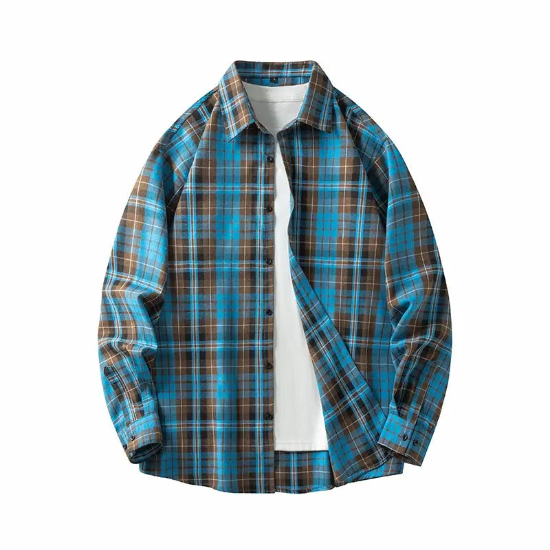 Men Shirt Plaid Flannel Long Sleeve Oversized Loose Cotton Casual Male Youth Comfortable Soft Fall Streetwear Formal Dress Shirt Markonline