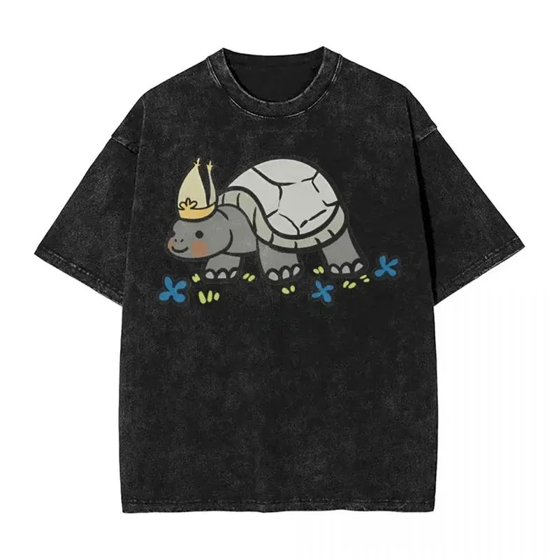 Y2K Washed Fun Malikeths Male Messmer Ringed T Eldened Cotton Crew Neck Short Sleeve T-Shirt Stereo Decoration Female Clothing Markonline