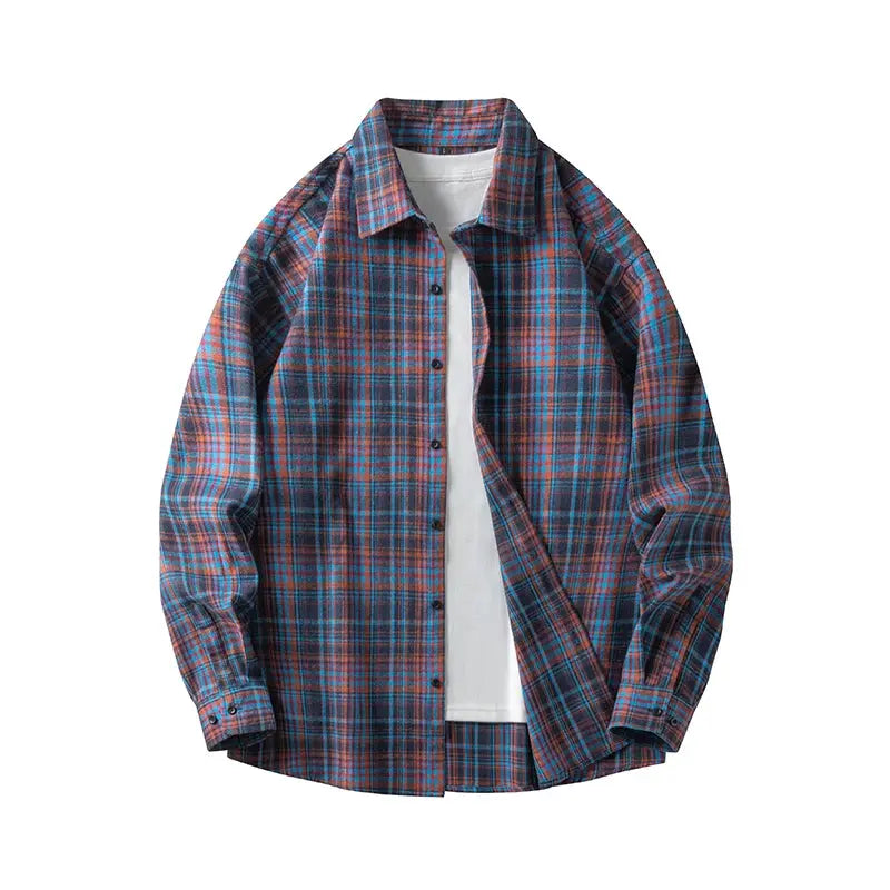 Men Shirt Plaid Flannel Long Sleeve Oversized Loose Cotton Casual Male Youth Comfortable Soft Fall Streetwear Formal Dress Shirt Markonline