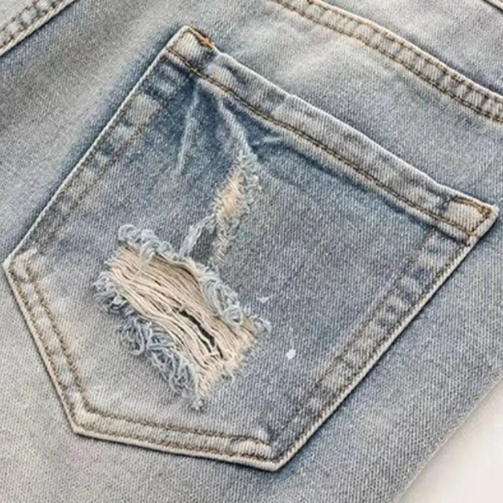 Mens Summer Distressed Shorts Fashion Slim Ripped Short Jeans Vintage Streetwear