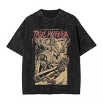 Y2K Washed Fun Malikeths Male Messmer Ringed T Eldened Cotton Crew Neck Short Sleeve T-Shirt Stereo Decoration Female Clothing Markonline