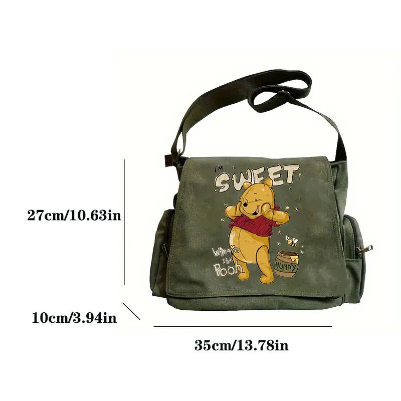 Disney Women's Canvas Shoulder Bag Large Capacity Crossbody Bag Cartoon Winnie Messenger Tote Bag Bags Bags