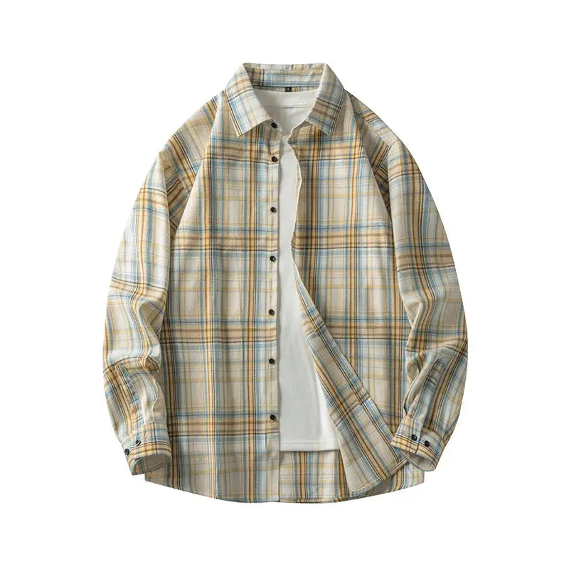 Men Shirt Plaid Flannel Long Sleeve Oversized Loose Cotton Casual Male Youth Comfortable Soft Fall Streetwear Formal Dress Shirt Markonline