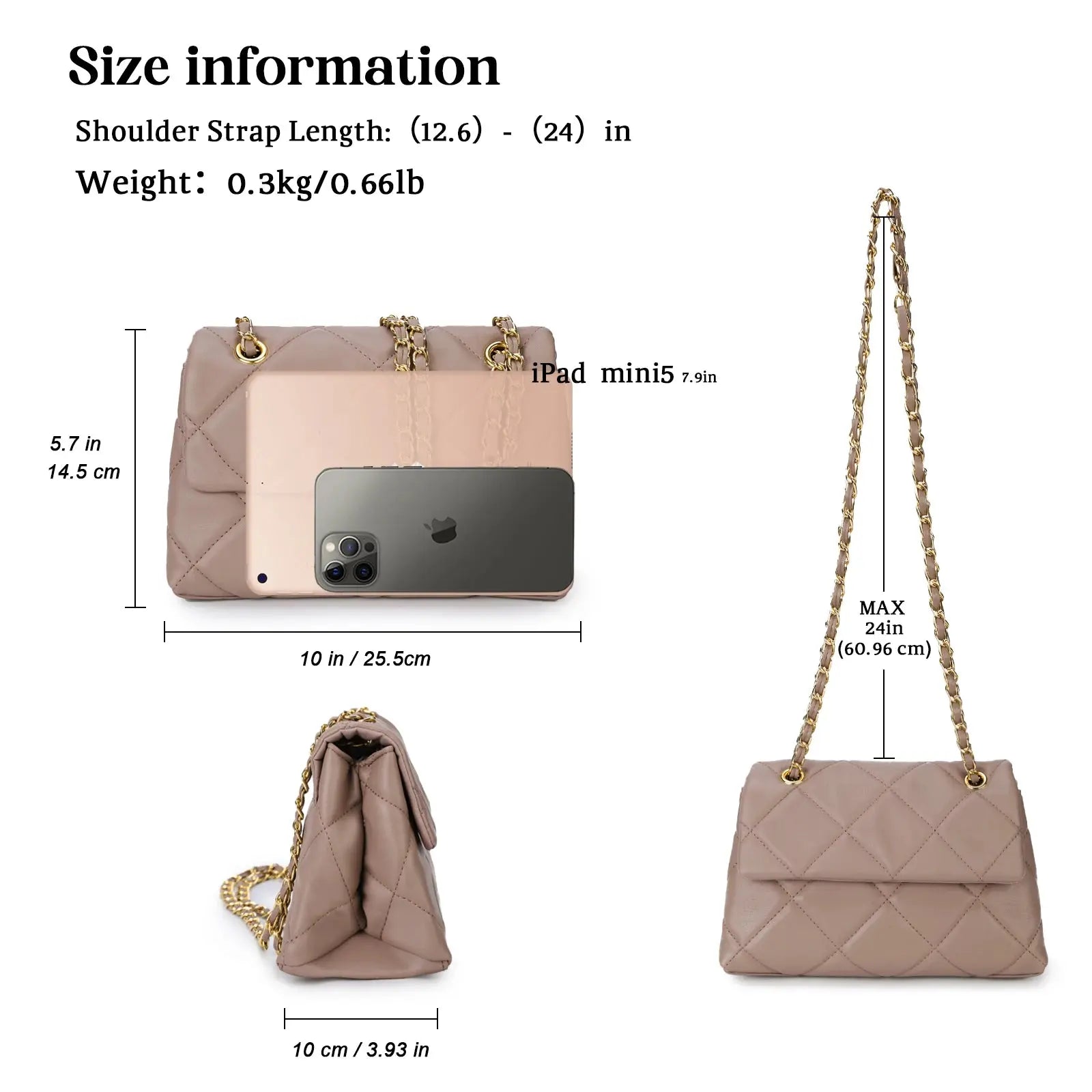 Mobile Phone Shoulder Bag Women's Quilted Handbag Crossbody Bags Vegan Leather Shoulder Bag with Card Slot Adjustable Removable
