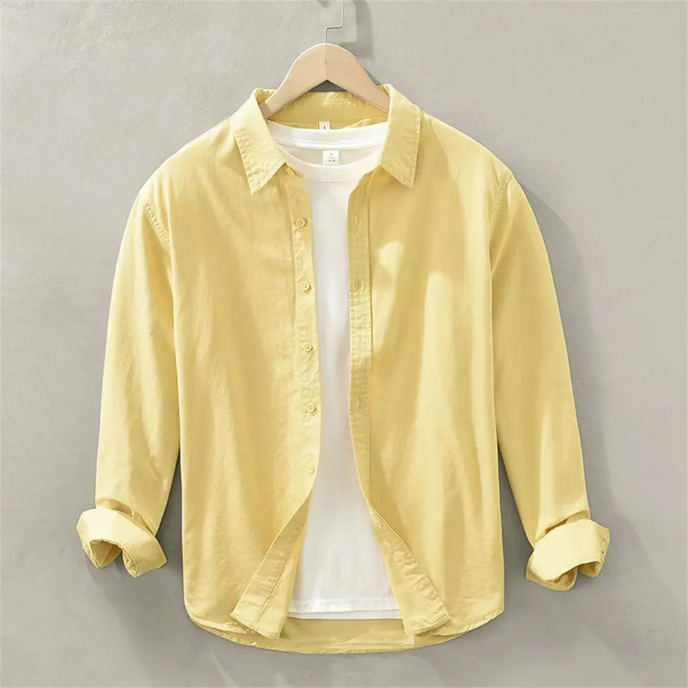 Mens long sleeve regular shirt Multi-color cotton plain shirt for Young men work tops Autumn men's clothing loose casual shirts Markonline