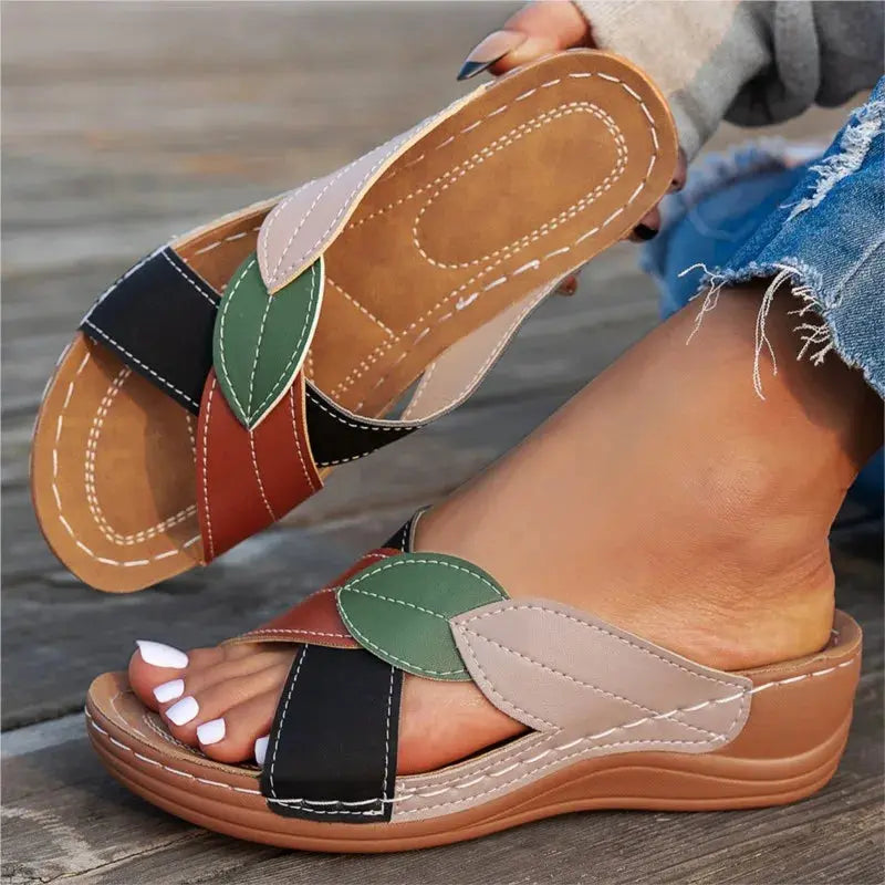 Summer Sandals Shoes Women Breathable Walking Shoes Slip On Shoes For Women Wedge Sandals Woman Retro Female Footwear Slipper