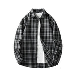 Men Shirt Plaid Flannel Retro Long Sleeve Oversized Loose Cotton Casual Male Youth Design Soft Fall Black Formal Dress Shirt Markonline