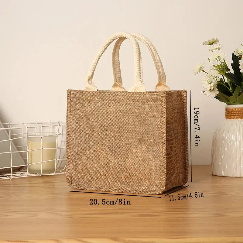 New linen tote bag large capacity jute tote bag imitation linen shopping bag travel organizer bag