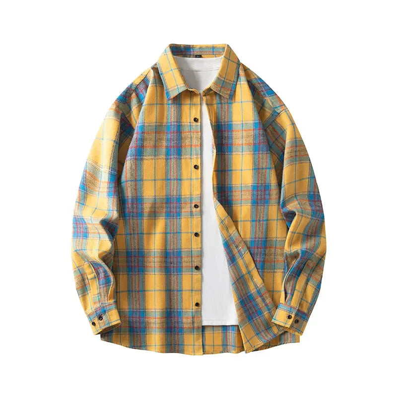 Men Shirt Plaid Flannel Long Sleeve Oversized Loose Cotton Casual Male Youth Comfortable Soft Fall Streetwear Formal Dress Shirt Markonline