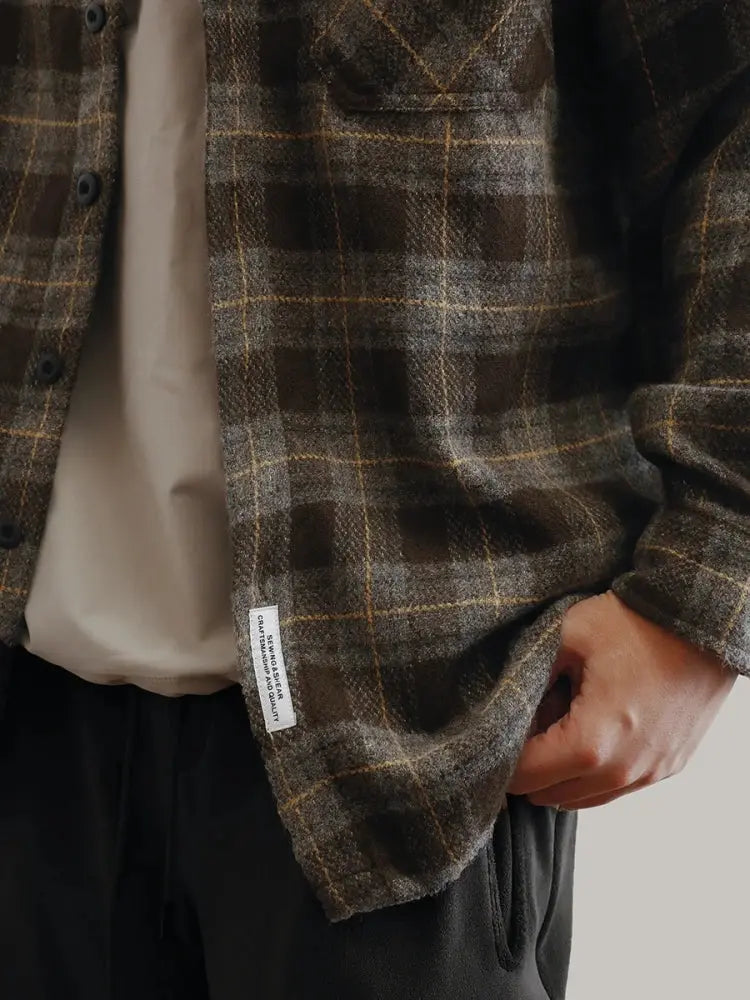 Autumn Winter Korean Fashion High Quality Plaid Shirts For Men Vintage Plus Size Men Clothing Streetwear Loose Long Sleeve Coat