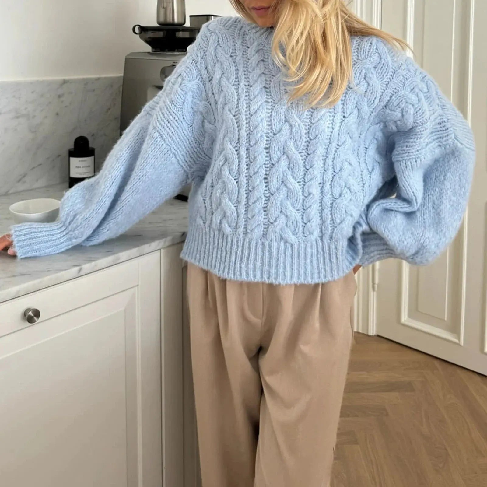 Women's Y2K Chunky Knit Cropped Sweater