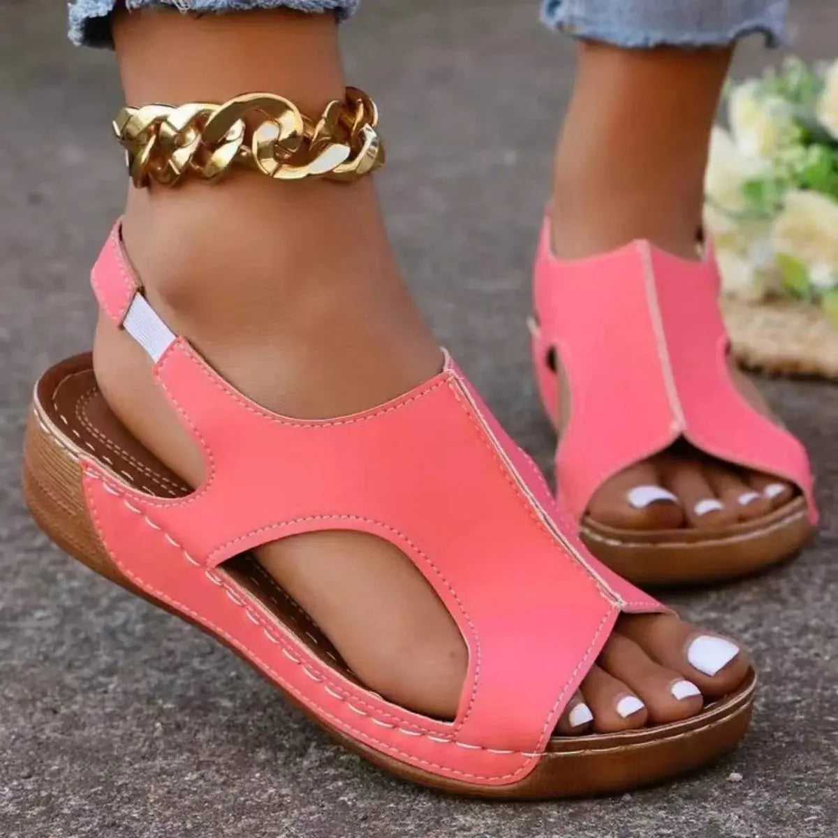 Fashion casual plus-size wedge Sandals Women 2025 summer sandals new platform wedge fish mouth sandals
