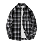 Men Shirt Plaid Flannel Spring Autumn Long Sleeve Blue Loose Mens Casual Shirt Oversized Business Male Soft Dress Shirt Markonline