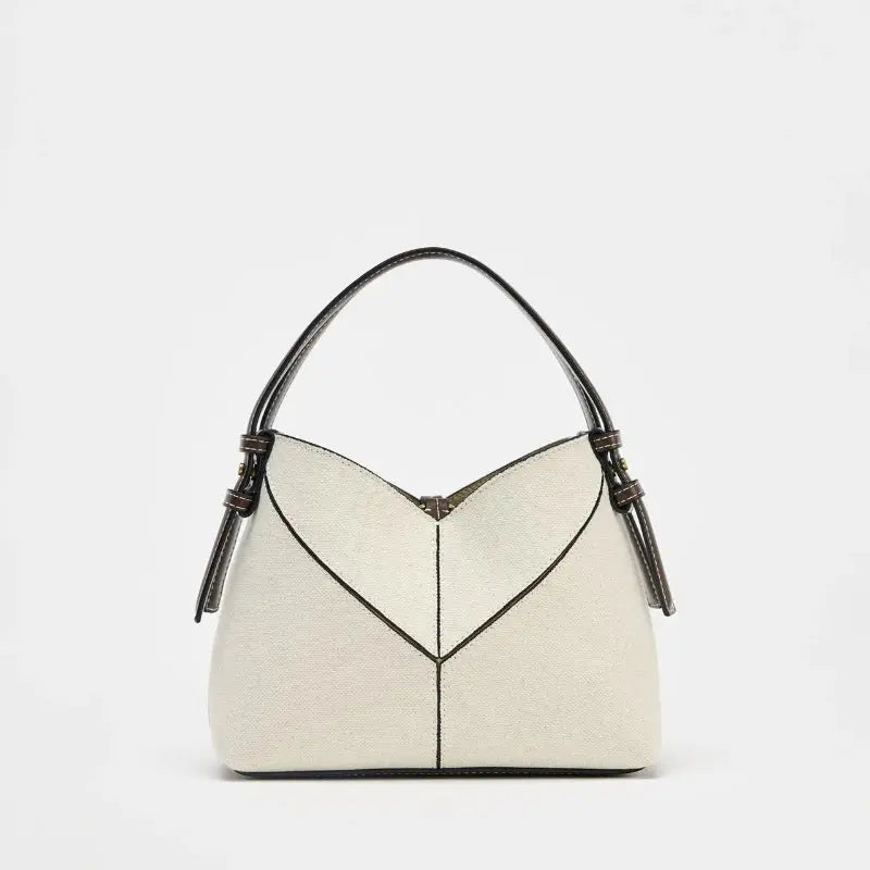 CONTRAST CANVAS MINI SHOPPER, Fashionable Bucket Bag, Designer Shoulder Handbags, Luxury Handle & Removable Crossbody Strap