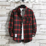 Spring New Korean Style Plaid Shirts Men's Handsome Long-sleeved Loose Casual All-matching Shirt Coats 2025 Trend Men's Clothing Markonline
